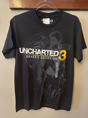 NWT Uncharted 3 Drake's Deception Sony PS3 Promo T-Shirt Tee Black Medium